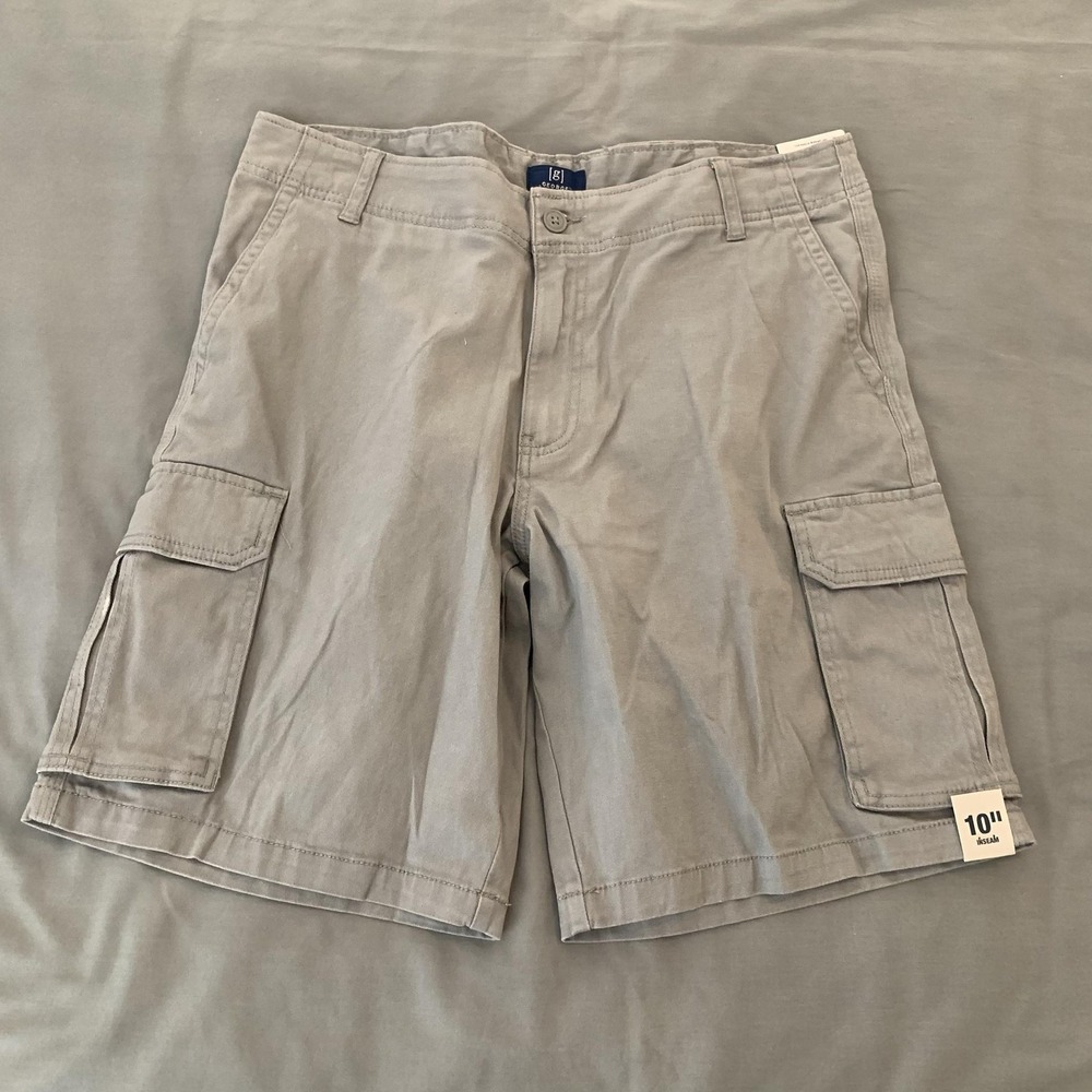 Cargo Shorts Mens 34 Gray Stretch At The Knee 10 Inseam Utility Pockets Hike NWT